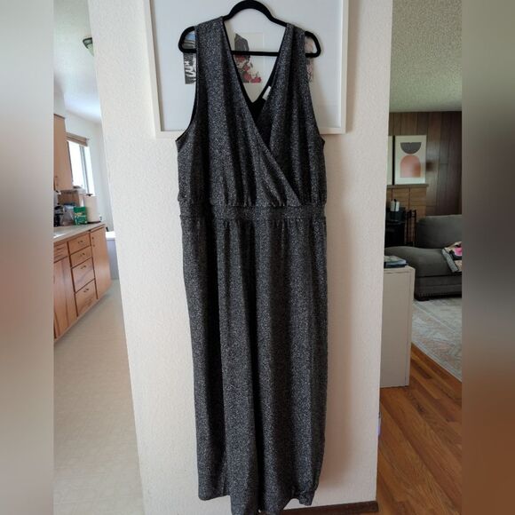 Ava & Viv Pants - Ava & Viv Black Glitter Jumpsuit 4X